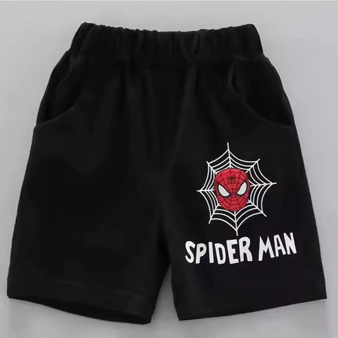 Charming Red Spider Man Design Shirt N Black Shorts 2pcs Set 1 - Minitaq baby kids clothes dress