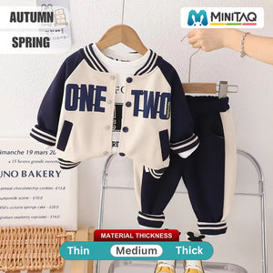 One Two Design Blue and Beige Color Shirt with Pants - Minitaq baby kids clothes dress
