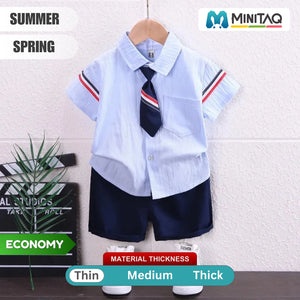 Little Gentleman Half Sleeve Shirt with Tie and Pant - Minitaq baby kids clothes dress 