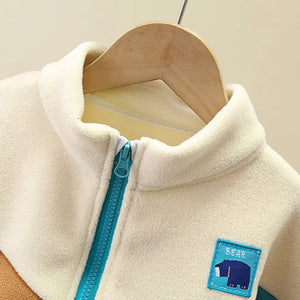 Beige Brown N Blue Color Block Jacket - Minitaq baby kids clothes dress
