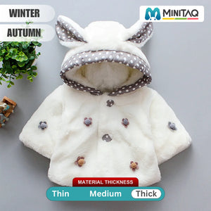 Charming White Hooded Baby Girl Winter Coat 2 - Minitaq baby kids clothes dress