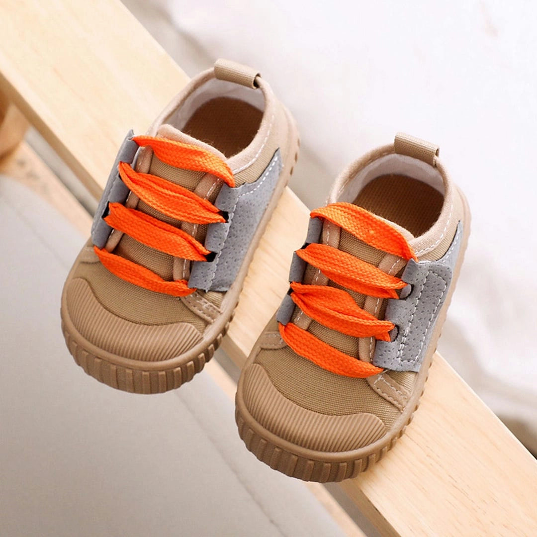 Brown Casual Style Kids Shoes with Orange Laces 1 - Minitaq baby kids clothes dress