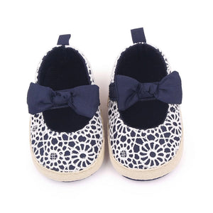 Soft Fancy Navy Blue Baby Shoes With Bow 2 - Minitaq baby kids clothes dress