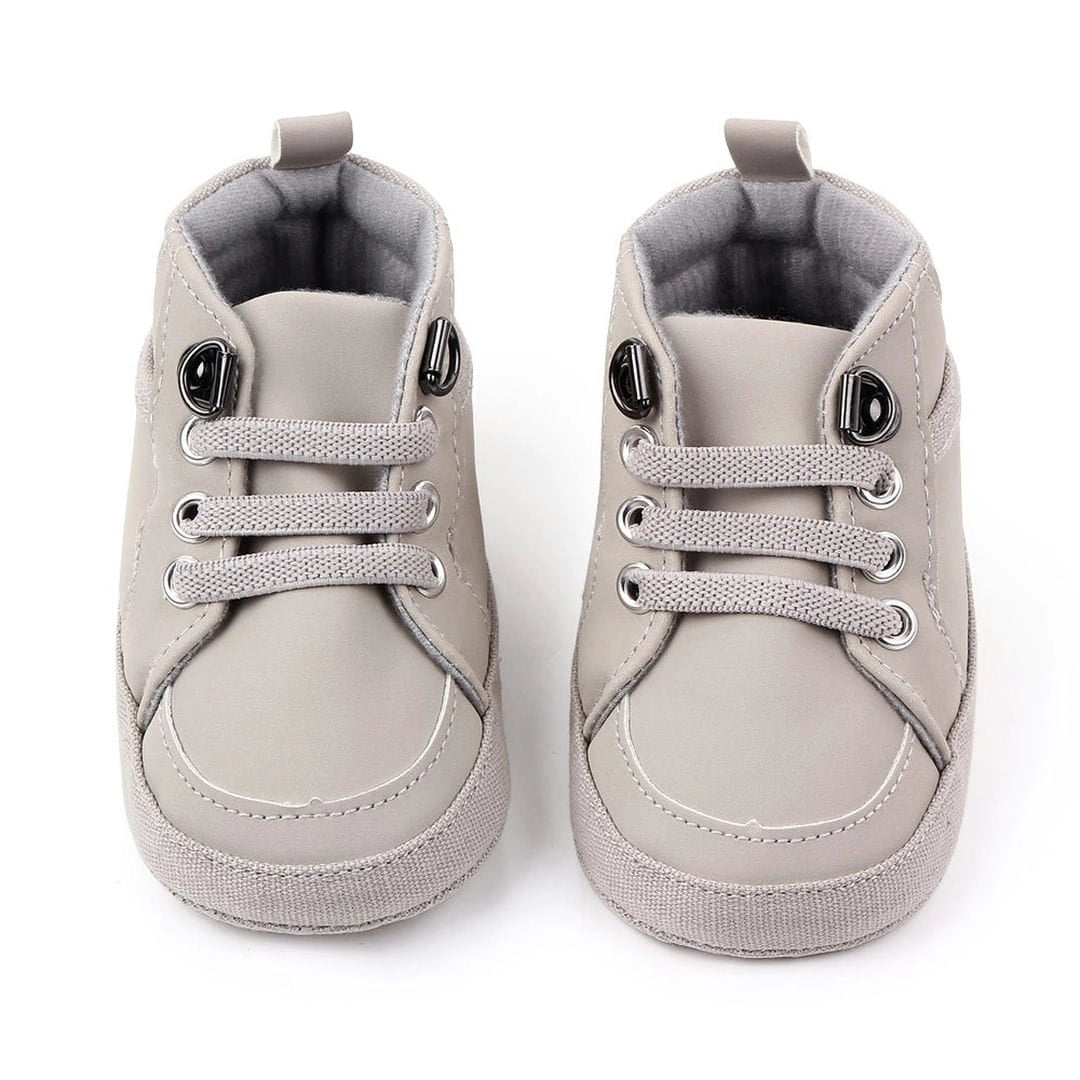 Trendy Light Grey High Ankle Lace-Up Baby Shoes - Main Image