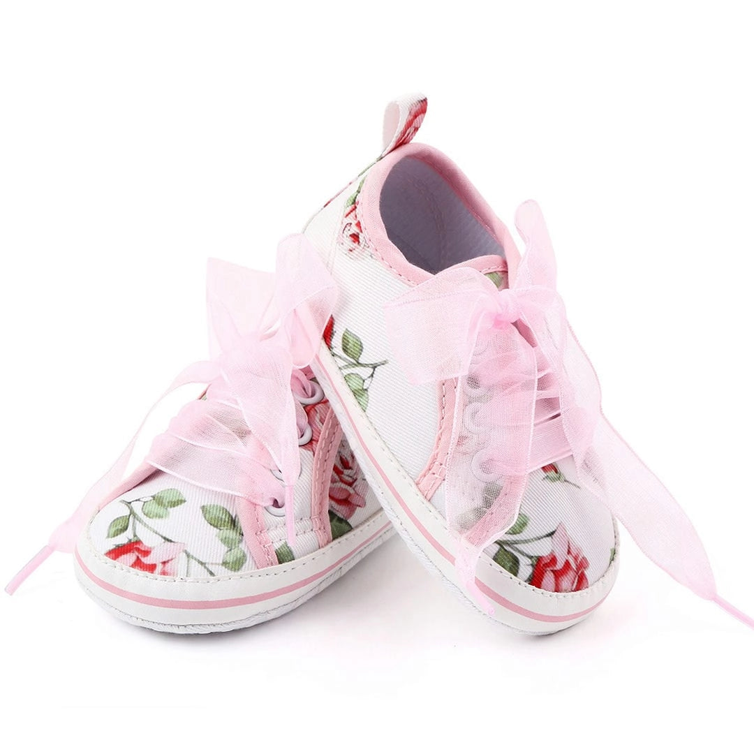 Rose Pattern Baby Girl Shoes with Ribbon Lace 2 - Minitaq baby kids clothes dress