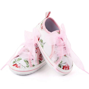 Rose Pattern Baby Girl Shoes with Ribbon Lace 2 - Minitaq baby kids clothes dress