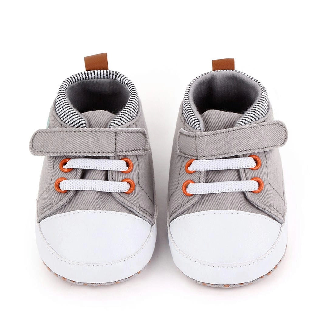 Stylish Grey and White Baby Shoes with Lace and Valcro Strap 2 - Minitaq baby kids clothes dress