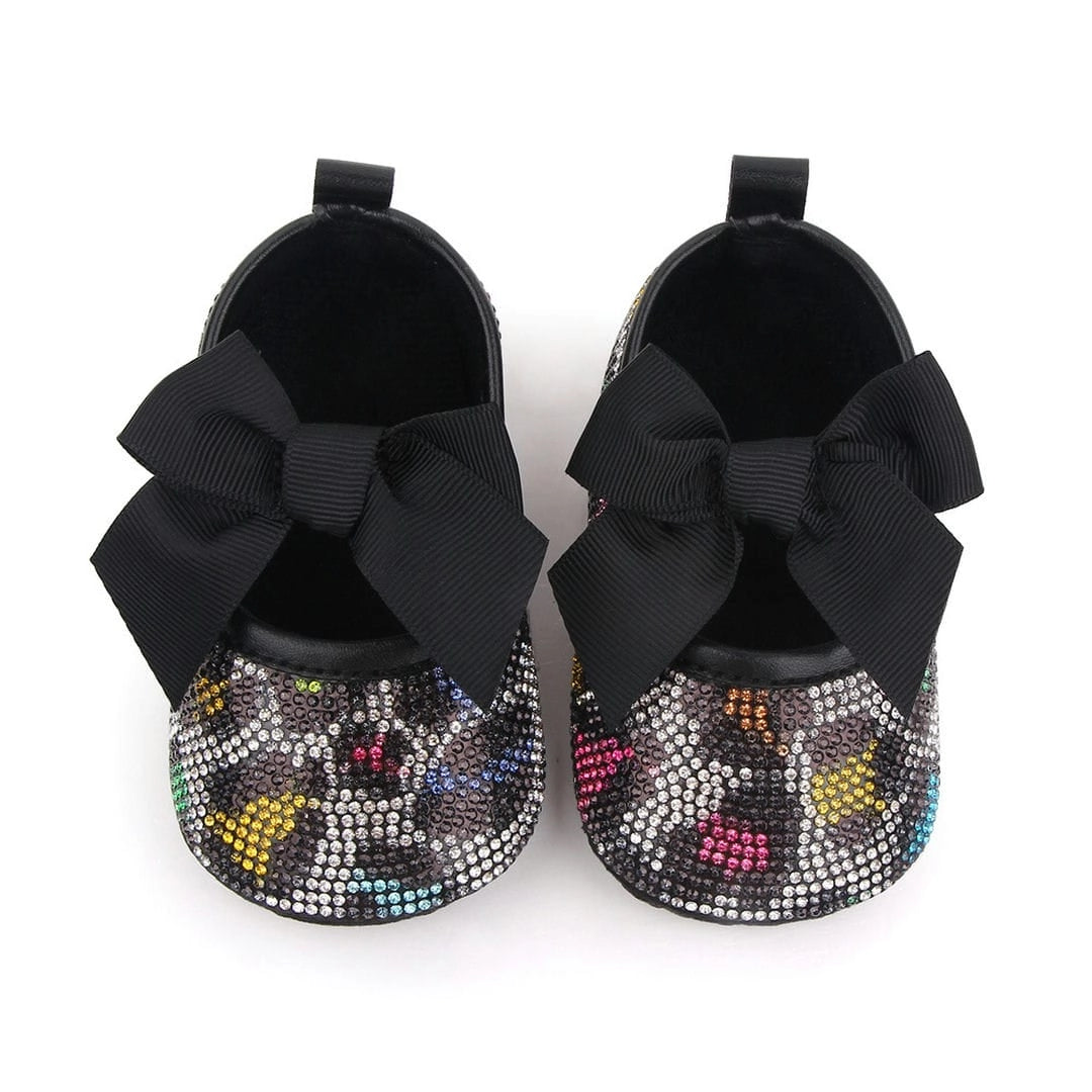 Fancy Black Baby Girl Shoes with Colorful Print 2 - Minitaq baby kids clothes dress