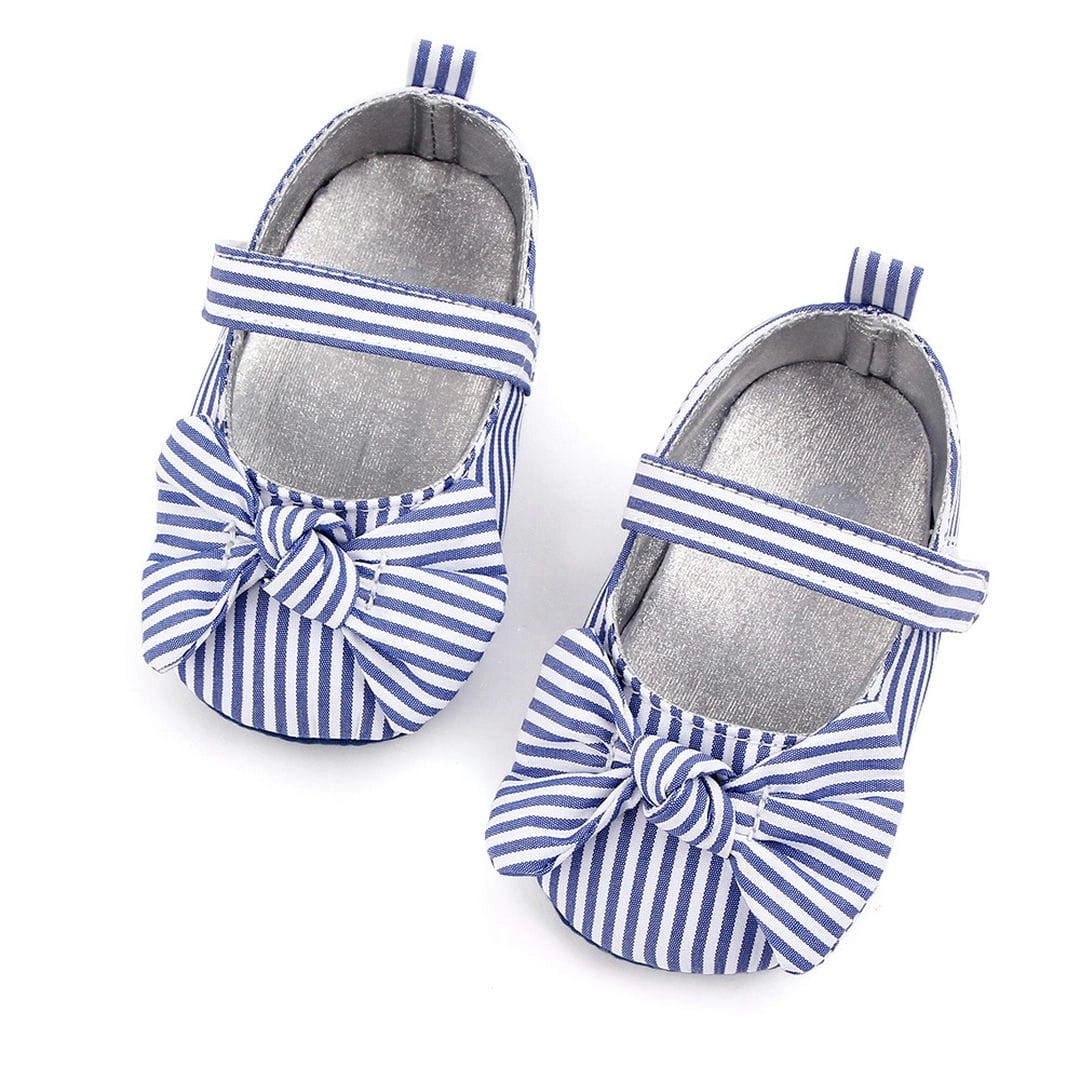 Blue Striped Bow Knot Baby Girl Shoes 2 - Minitaq baby kids clothes dress