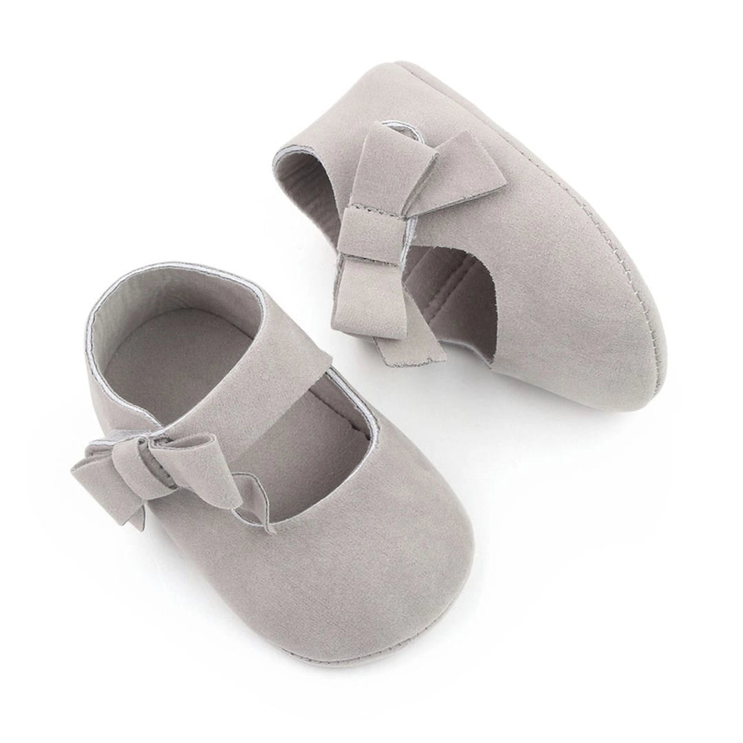 Stylish Soft Grey Baby Shoes with Bow 2 - Minitaq baby kids clothes dress