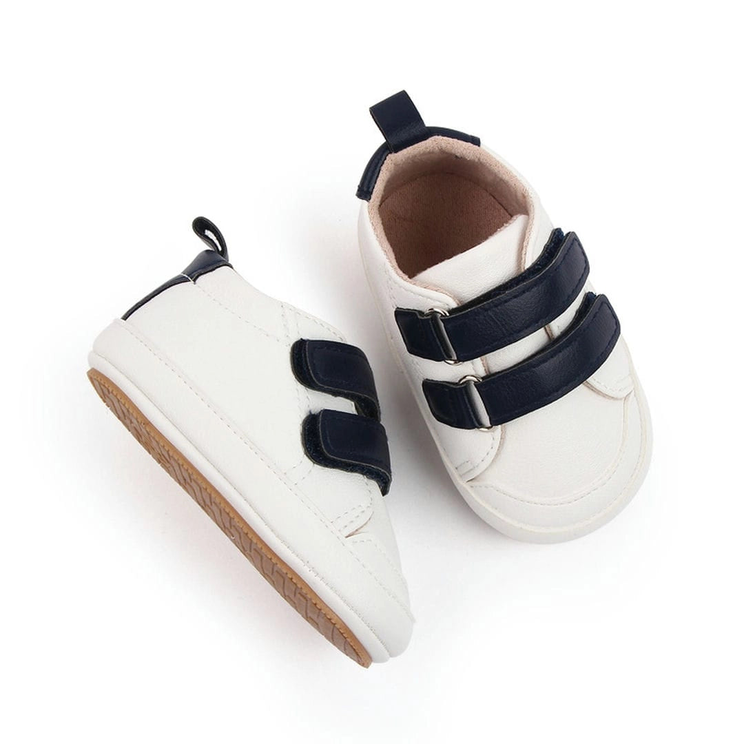 Trendy White Baby Shoes with Dark Blue Straps 2 - Minitaq baby kids clothes dress