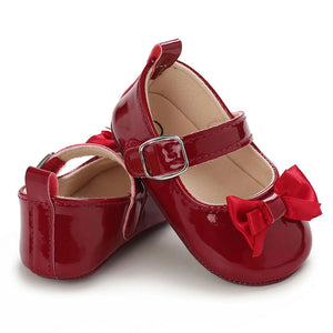 Stylish Burgundy Party Baby Shoes with Red Bow 2 - Minitaq baby kids clothes dress