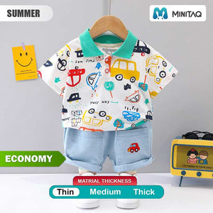 Cars Pattern T-Shirt and Shorts 2pc Set 2 - Minitaq baby kids clothes dress