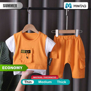 Orange Casual Summer T-Shirt and Shorts 2 - Minitaq baby kids clothes dress