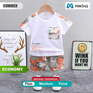 Army Style Shirt N Shorts Orange Accent 2 - Minitaq baby kids clothes dress