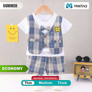 Formal Blue Checkered Style 2pc Set 2 - Minitaq baby kids clothes dress