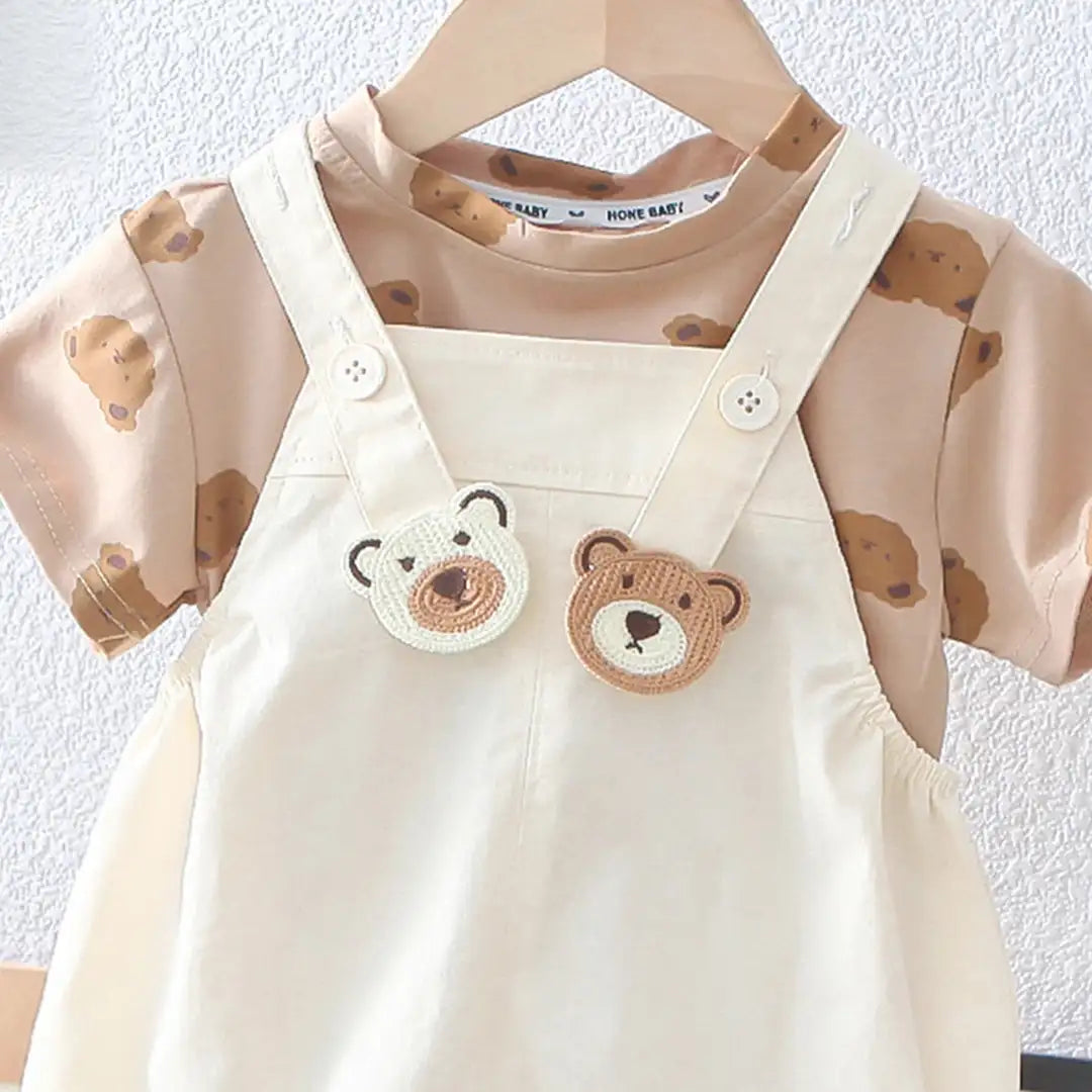 The Bear Brothers With Cream White Dungaree For Kids 3 - Minitaq baby kids clothes dress