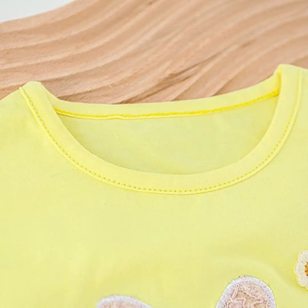 Yellow Fly Sleeve Fairy Bunny With Casual Jeans For Girls 3 - Minitaq baby kids clothes dress