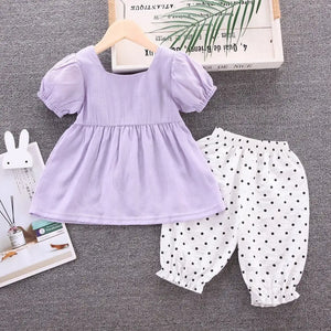 Light Purple Casual Frock With Trouser For Girls 3 - Minitaq baby kids clothes dress