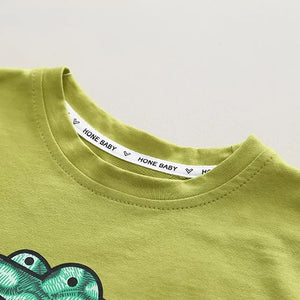 Cartoon Dino Summer T-Shirt With Jeans Shorts 3 - Minitaq baby kids clothes dress