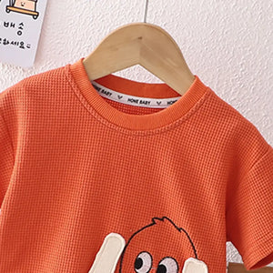 Cartoon Redish Orange T-Shirt With Shorts 2pc Set 3 - Minitaq baby kids clothes dress