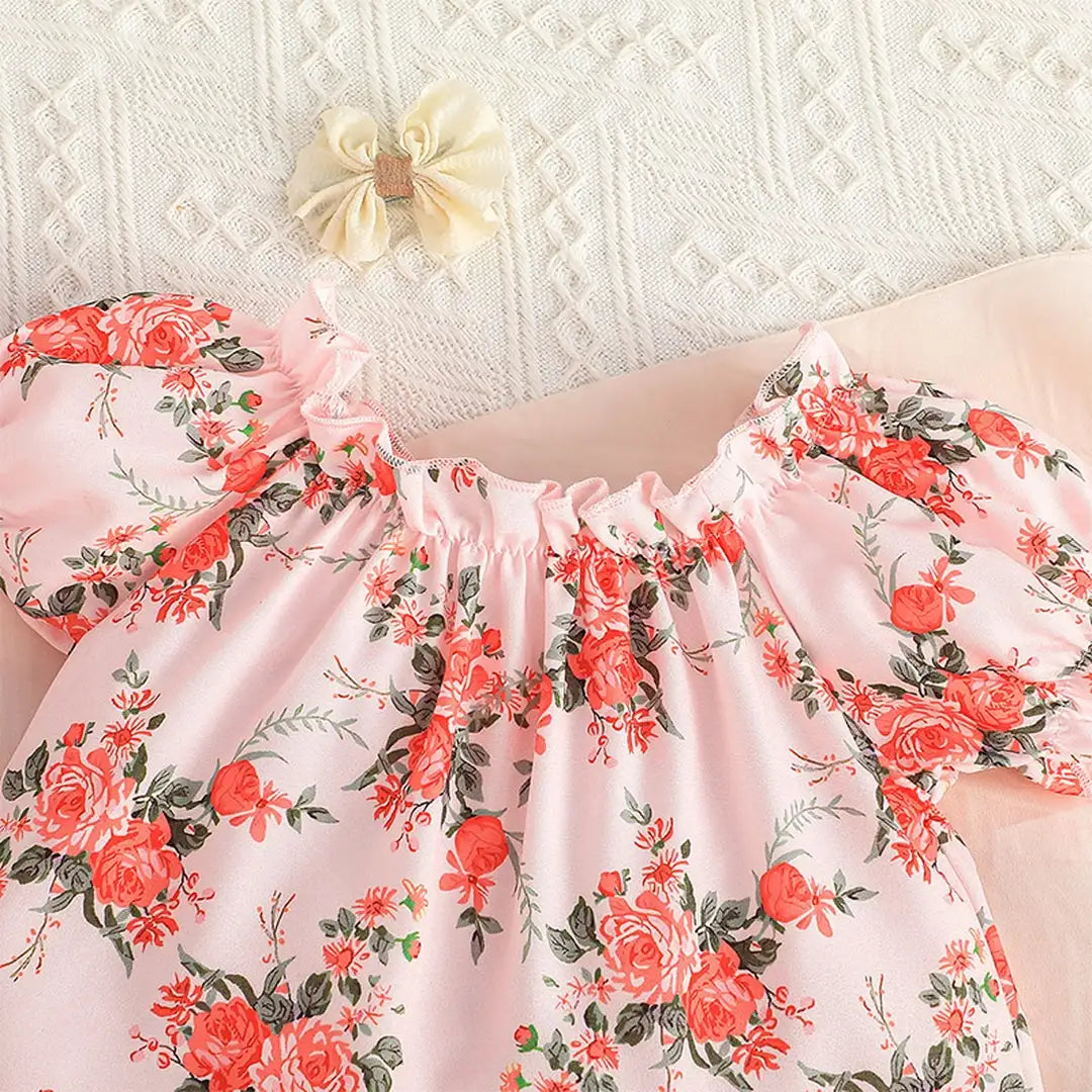 Floral Stylish Top With Black Skirt Shorts For Baby Girl 3 - Minitaq baby kids clothes dress