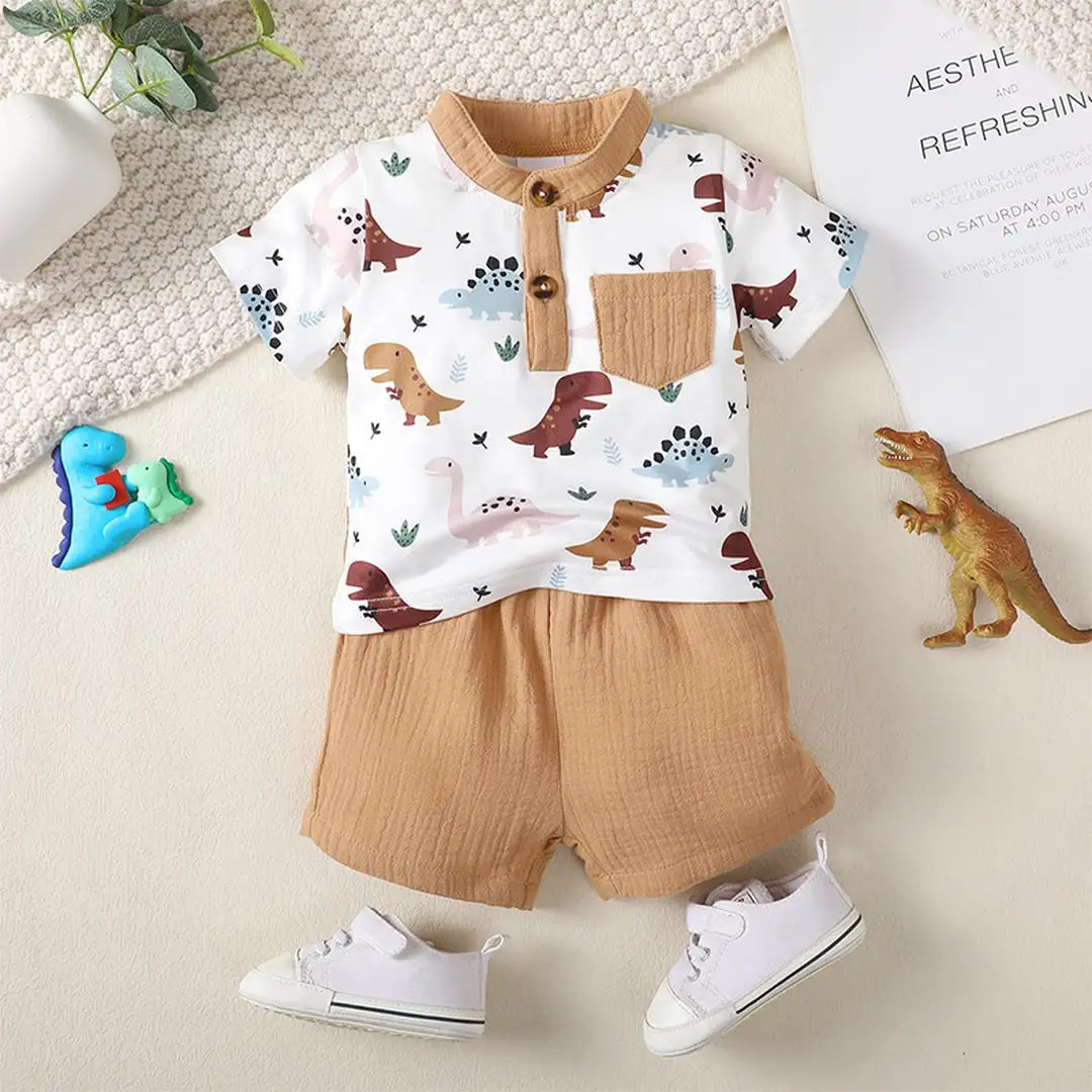 Dinosaurs Summer 2 piece Set Shirt And Shorts 3 - Minitaq baby kids clothes dress