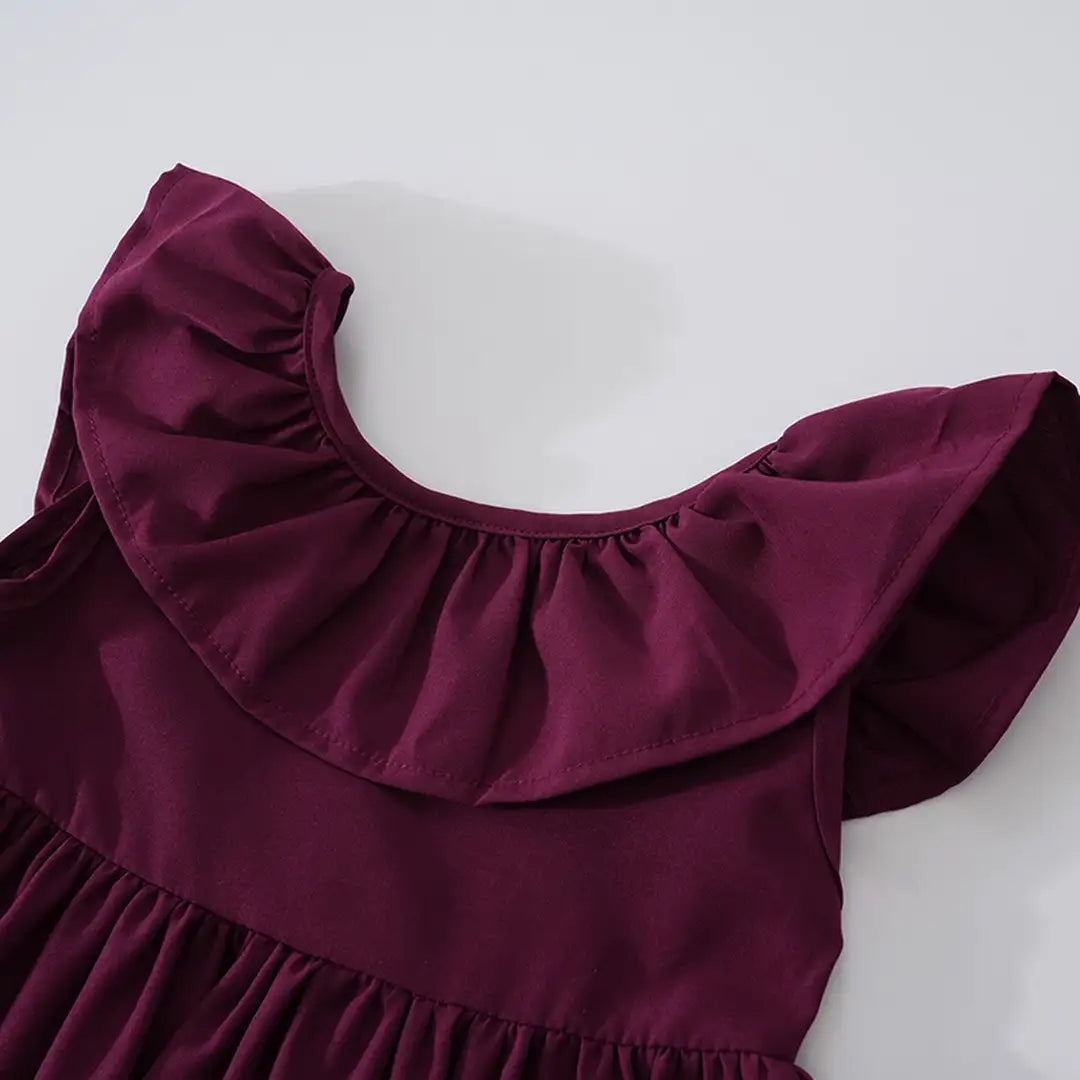 Backless Maroon Modern Plain Frock Dress 3 - Minitaq baby kids clothes dress