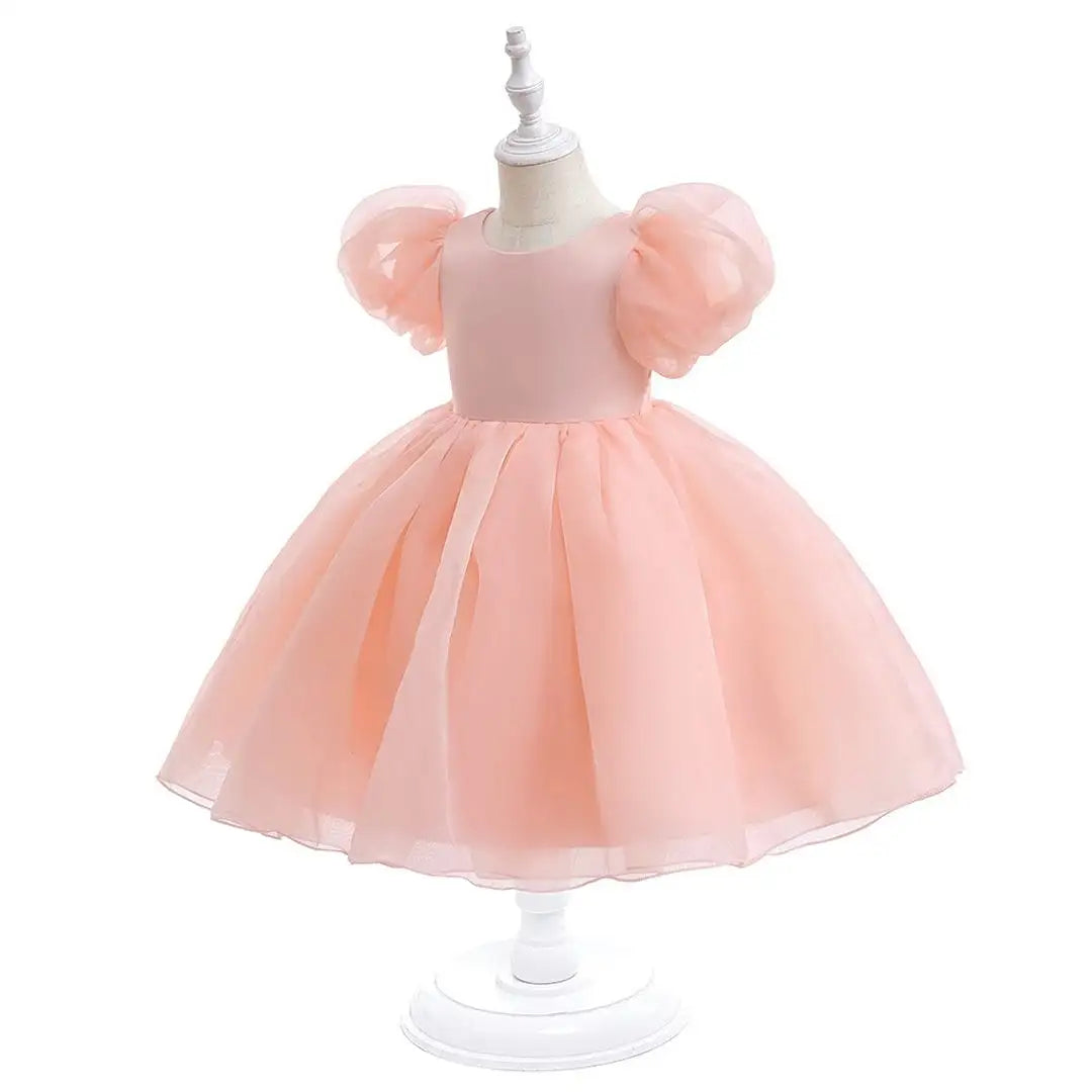 Organza Puffy Short Sleeve Stylish Dress 3 - Minitaq baby kids clothes dress