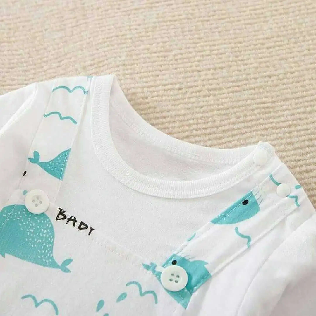 Ocean Whale Full Sleeves Baby Romper 3 - Minitaq baby kids clothes dress