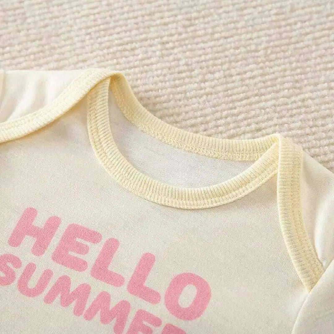 Hello Summer Cream Pink Baby Romper 3 - Minitaq baby kids clothes dress