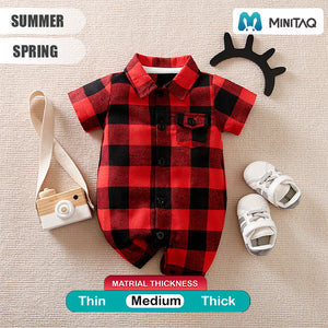 Red Black Plaid Pattern Summer Cotton Romper 2 - Minitaq baby kids clothes dress