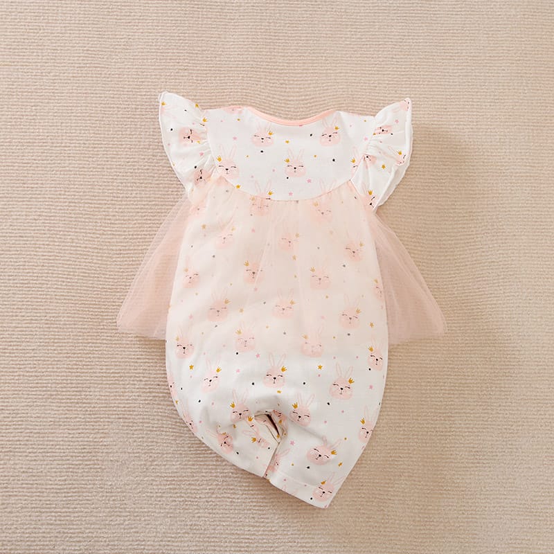 Bunny Pink Casual Net Baby Romper 8 - Minitaq baby kids clothes dress