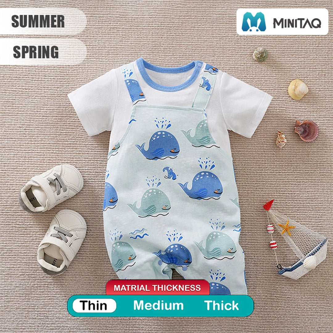 Cute Marine Whales Dungaree Style Summer Romper 2 - Minitaq baby kids clothes dress