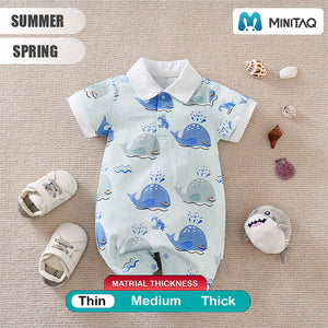 Cute Baby Whales Pattern Cotton Romper 2 - Minitaq baby kids clothes dress