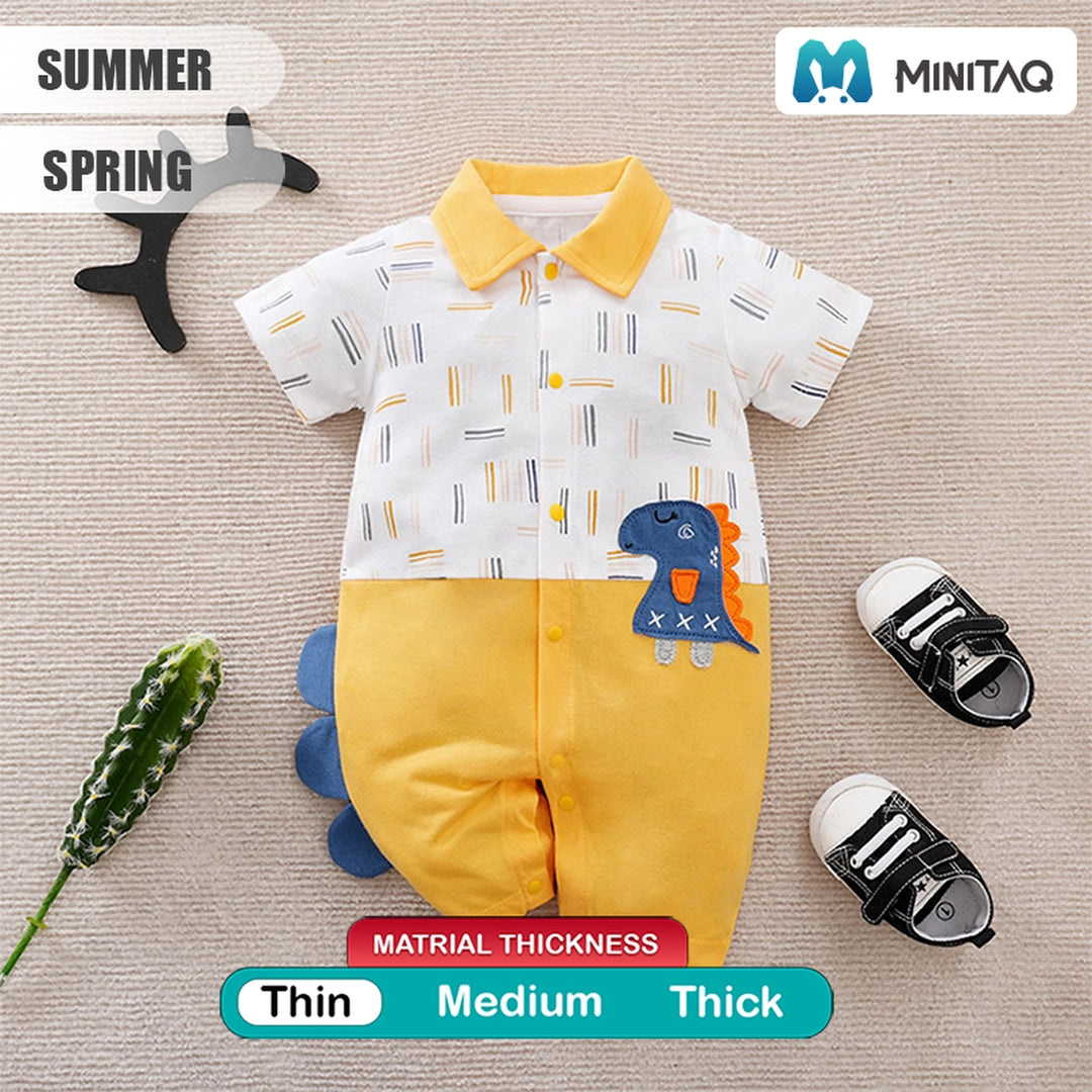 Yellow Baby Summer Romper With Little Dino 2 - Minitaq baby kids clothes dress