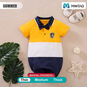 Yellow Variant Polo With Bow Tie Baby Romper 2 - Minitaq baby kids clothes dress