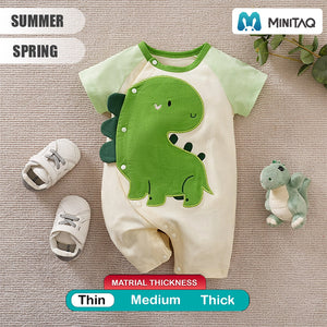 Baby Summer Cotton Romper With Green Dinosaur 2 - Minitaq baby kids clothes dress