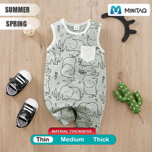 Sleeveless Summer Romper With Elephants Pattern 2 - Minitaq baby kids clothes dress