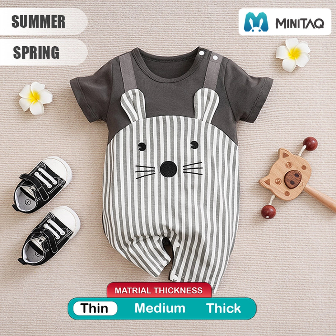 Cute Mini Mice Black N Gray White Baby Romper 2 - Minitaq baby kids clothes dress