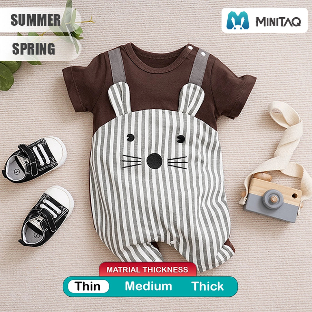 Cute Mini Mice Brown N Gray White Baby Romper 2 - Minitaq baby kids clothes dress