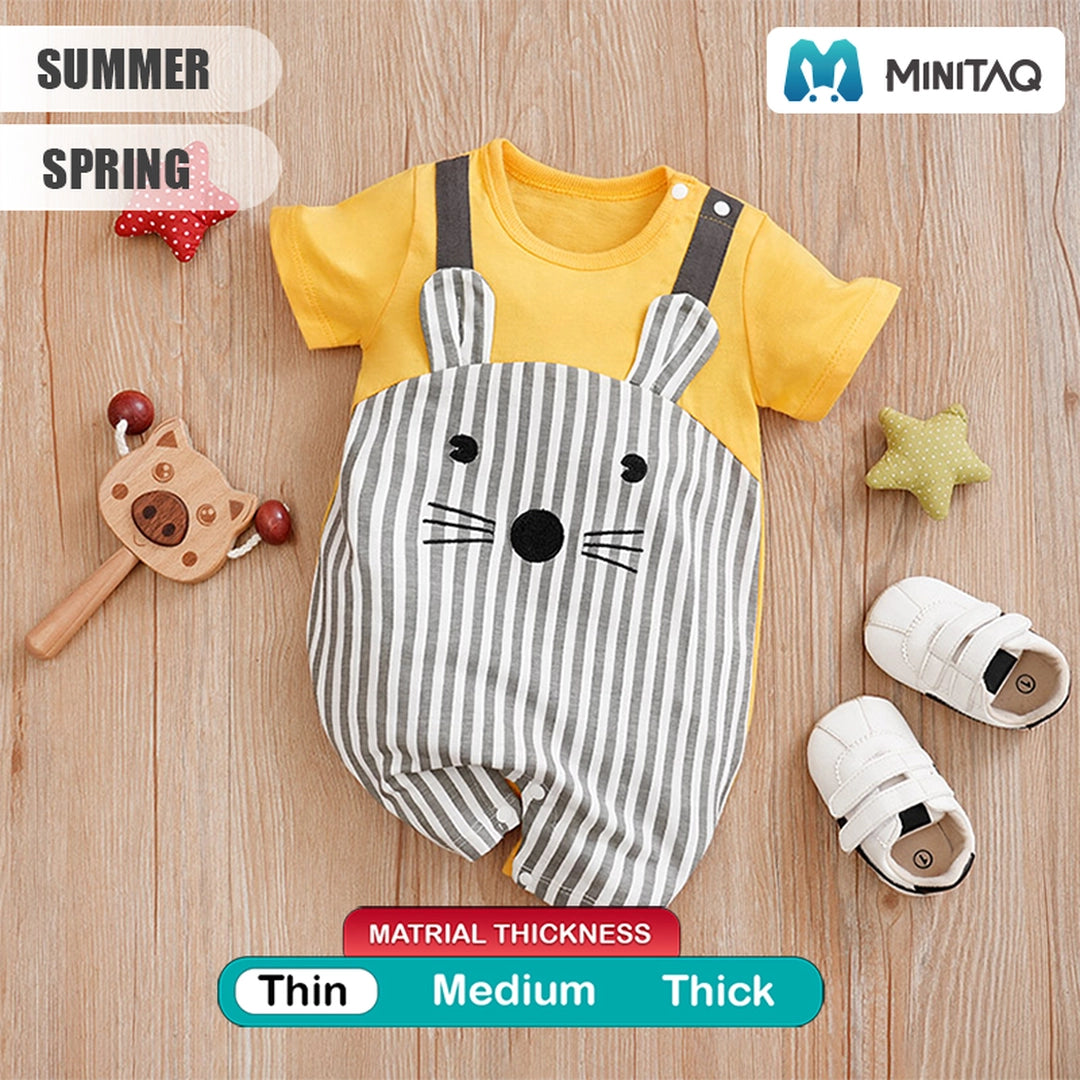 Cute Mini Mice Yellow Cotton Baby Romper 2 - Minitaq baby kids clothes dress