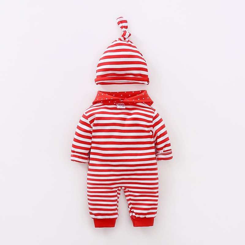 Owl on Red Lines with Hat and Napkin Bib 3 - Minitaq baby kids clothes dress