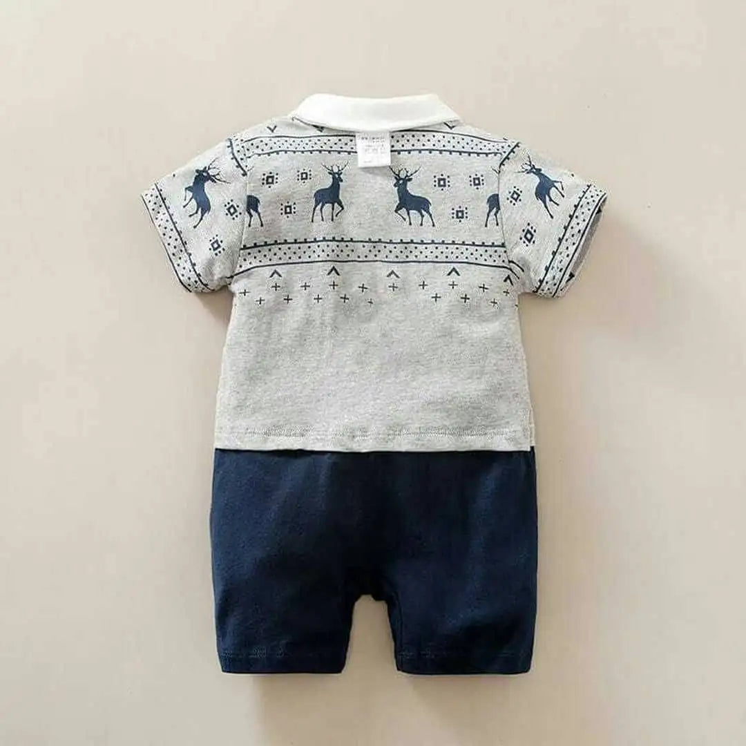 Deer Gray Baby Romper With Bow Tie 7 - Minitaq baby kids clothes dress