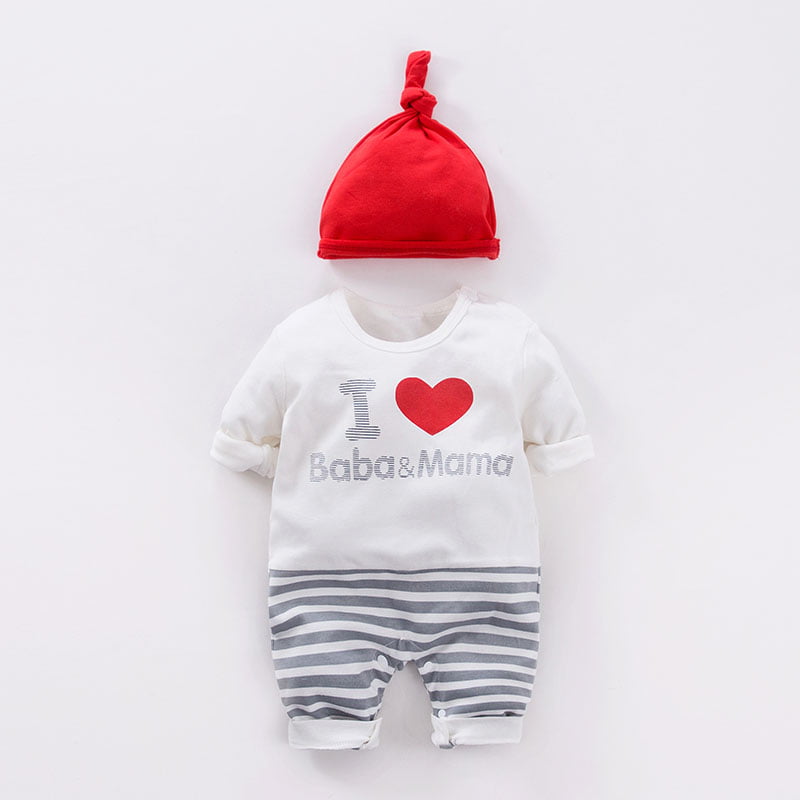 Super Cute Romper with cotton Beanie Hat 1 - Minitaq baby kids clothes dress