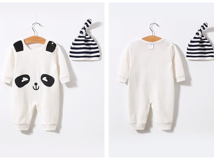 Adorable Panda Romper with Dark Blue Beanie Hat 3 - Minitaq baby kids clothes dress