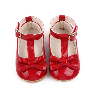 Shiny Red Fancy Baby Shoes with Bow and Ankle Strap 2 - Minitaq baby kids clothes dress