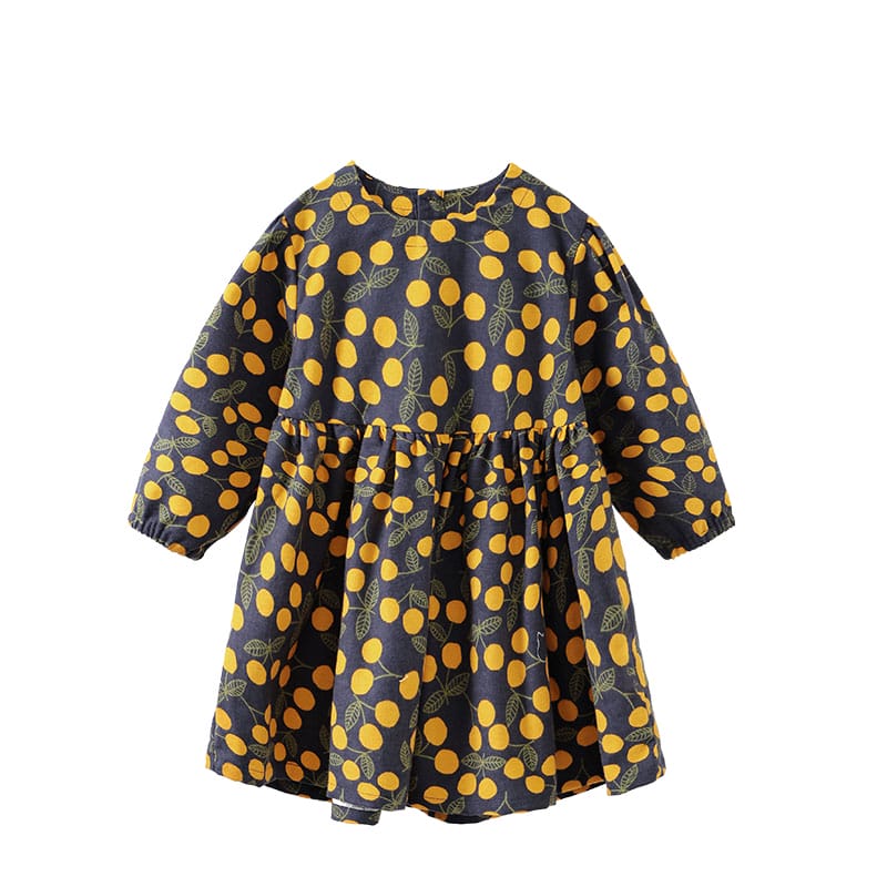 Yellow In Dark Patterned Baby Girl Dress 3 - Minitaq baby kids clothes dress