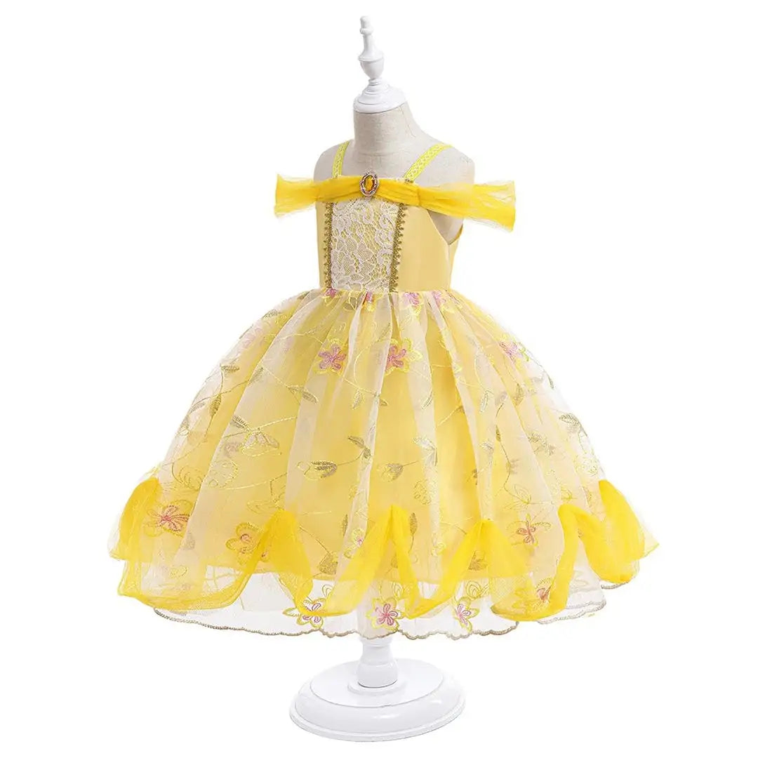 Yellow Princess Costume Frock  Dress For Girls 7 - Minitaq baby kids clothes dress