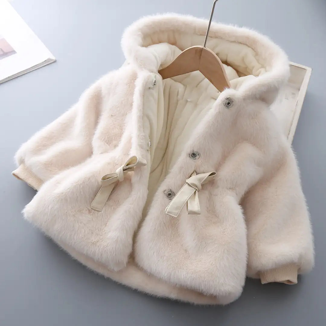 Modern Faux Fur Cream Hooded Coat - Minitaq baby kids clothes dress